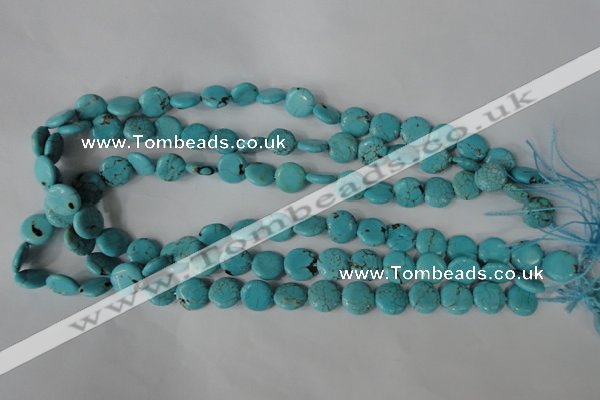CTU1882 15.5 inches 12mm flat round imitation turquoise beads