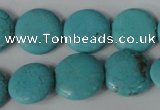 CTU1884 15.5 inches 16mm flat round imitation turquoise beads