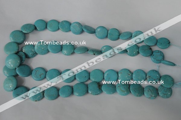 CTU1884 15.5 inches 16mm flat round imitation turquoise beads