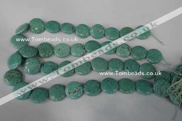 CTU1886 15.5 inches 20mm flat round imitation turquoise beads