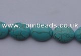 CTU19 15.5 inches 12*16mm oval blue turquoise strand beads Wholesale