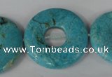 CTU1930 15.5 inches 35mm donut imitation turquoise beads