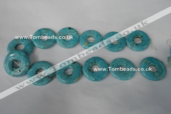 CTU1930 15.5 inches 35mm donut imitation turquoise beads