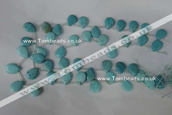 CTU1935 Top-drilled 13*18mm flat teardrop imitation turquoise beads