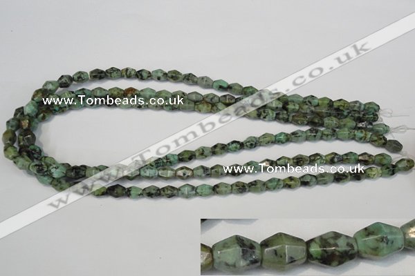 CTU2466 15.5 inches 7*8mm faceted rice African turquoise beads wholesale