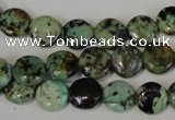 CTU2474 15.5 inches 10mm flat round African turquoise beads wholesale