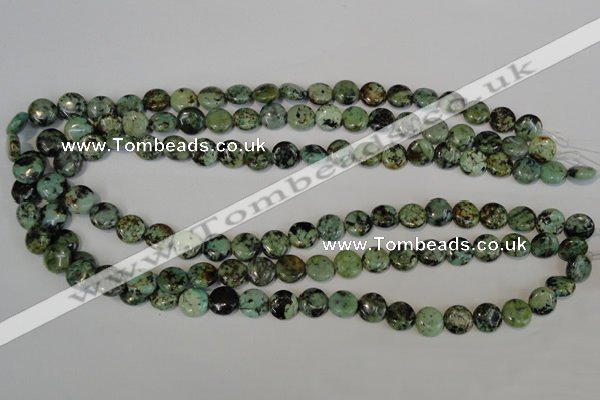 CTU2474 15.5 inches 10mm flat round African turquoise beads wholesale