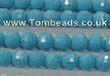 CTU2590 15.5 inches 4mm faceted round synthetic turquoise beads