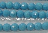 CTU2591 15.5 inches 6mm faceted round synthetic turquoise beads