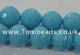 CTU2594 15.5 inches 12mm faceted round synthetic turquoise beads