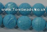 CTU2595 15.5 inches 14mm faceted round synthetic turquoise beads