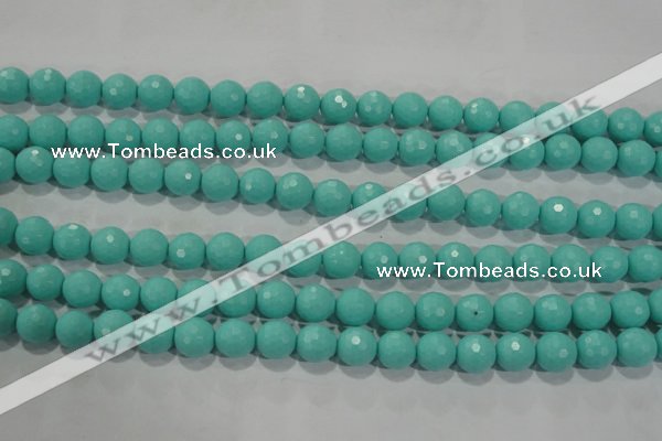 CTU2783 15.5 inches 10mm faceted round synthetic turquoise beads