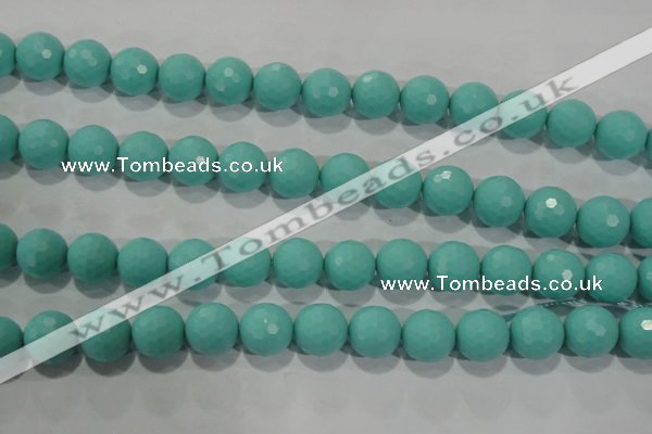 CTU2785 15.5 inches 14mm faceted round synthetic turquoise beads