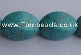 CTU28 15.5 inches 13*20mm twisted oval blue turquoise beads Wholesale