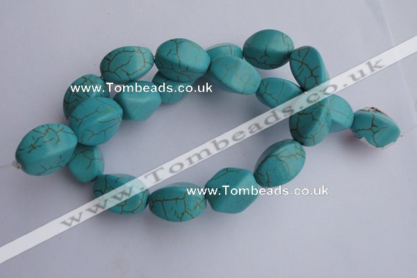 CTU28 15.5 inches 13*20mm twisted oval blue turquoise beads Wholesale