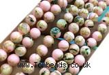 CTU3107 15 inches 4mm round gold vein howlite turquoise beads