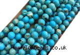 CTU3142 15 inches 6mm round gold vein howlite turquoise beads