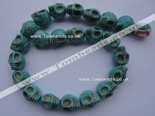 CTU32 15.5 inches 14*17*18mm skull shape blue turquoise beads