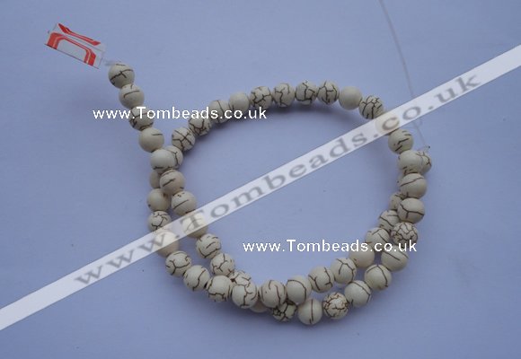 CTU34 15.5 inches 8mm round white turquoise strand beads Wholesale