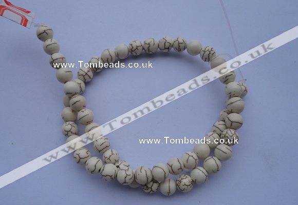 CTU35 15.5 inches 10mm round white turquoise strand beads Wholesale