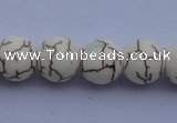 CTU36 15.5 inches 14mm round white turquoise strand beads Wholesale