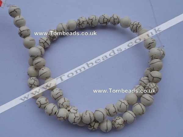 CTU36 15.5 inches 14mm round white turquoise strand beads Wholesale