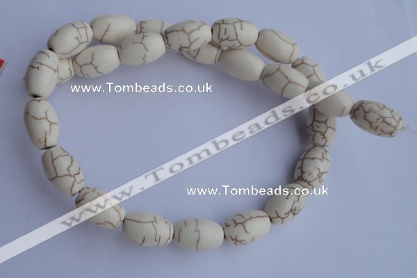 CTU38 15.5 inches 10*16mm rice shape white turquoise beads Wholesale