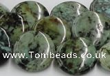 CTU417 15.5 inches 20mm flat round African turquoise beads wholesale