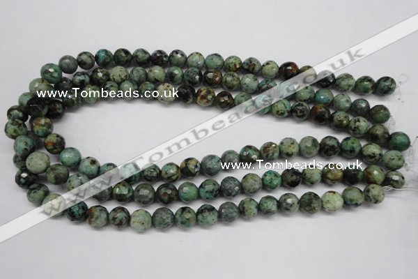 CTU553 15.5 inches 10mm faceted round African turquoise beads