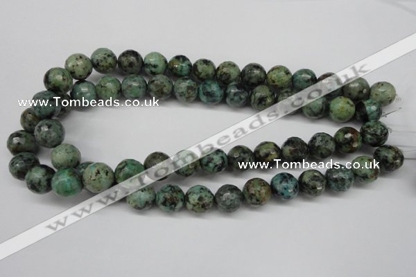 CTU555 15.5 inches 14mm faceted round African turquoise beads