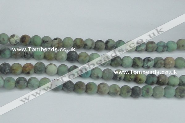 CTU565 15.5 inches 10mm round matte african turquoise beads