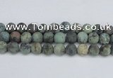 CTU567 15.5 inches 14mm round matte african turquoise beads