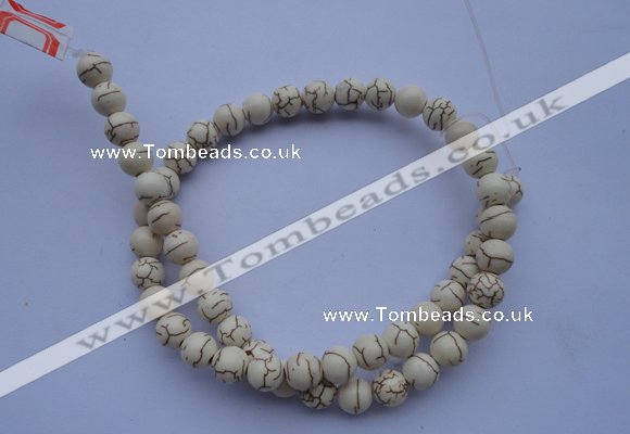 CTU68 15.5 inches 6mm round white turquoise strand beads Wholesale