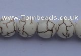 CTU69 15.5 inches 12mm round white turquoise strand beads Wholesale