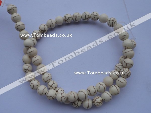 CTU69 15.5 inches 12mm round white turquoise strand beads Wholesale