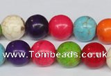 CTU704 15.5 inches 14mm round dyed turquoise beads wholesale