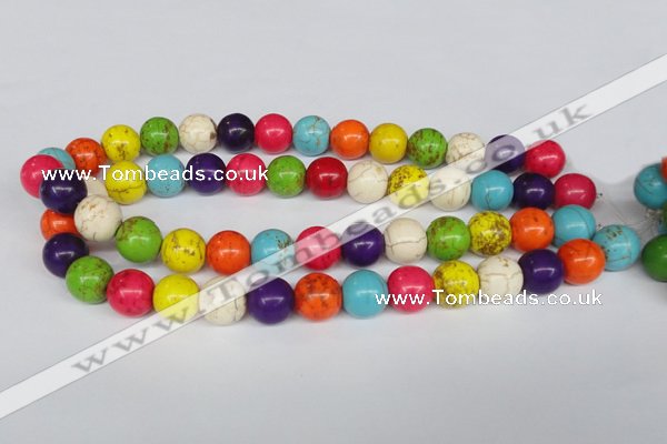 CTU704 15.5 inches 14mm round dyed turquoise beads wholesale