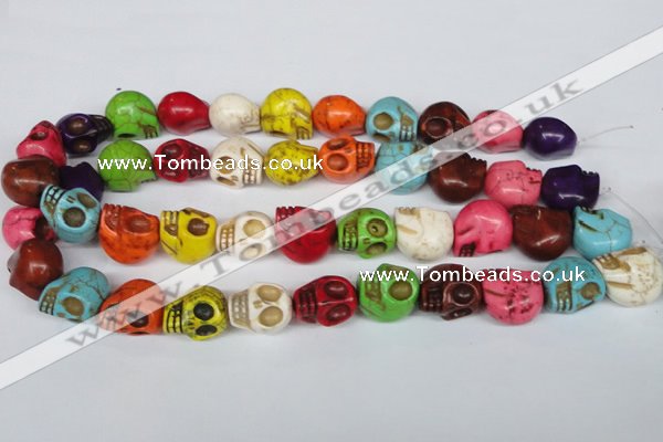 CTU712 15.5 inches 15*18*18mm skull dyed turquoise beads wholesale