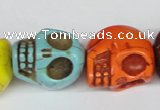 CTU713 15.5 inches 18*20*22mm skull dyed turquoise beads wholesale