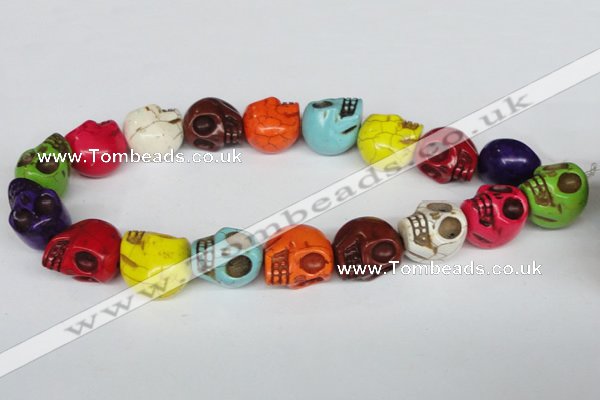 CTU713 15.5 inches 18*20*22mm skull dyed turquoise beads wholesale