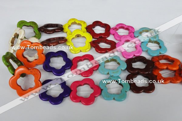 CTU724 15.5 inches 34*34mm flower dyed turquoise beads wholesale
