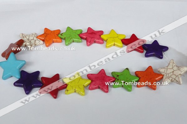 CTU729 15.5 inches 30*30mm star dyed turquoise beads wholesale