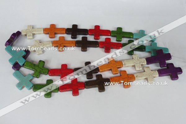 CTU733 15.5 inches 22*30mm cross dyed turquoise beads wholesale