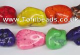 CTU741 15.5 inches 10*16mm nuggets dyed turquoise beads wholesale