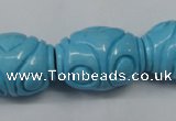 CTU886 15.5 inches 20*26mm carved rice dyed turquoise beads