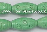 CTU888 15.5 inches 15*30mm carved rice dyed turquoise beads