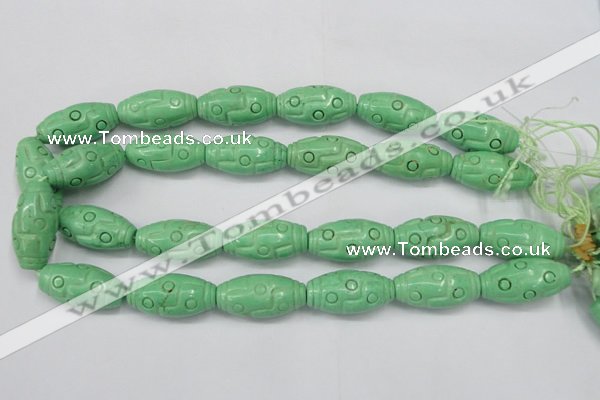 CTU888 15.5 inches 15*30mm carved rice dyed turquoise beads