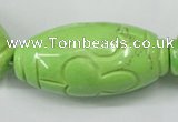 CTU894 15.5 inches 25*50mm carved rice dyed turquoise beads