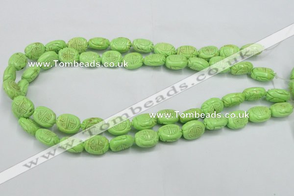 CTU895 15.5 inches 12*15mm carved oval dyed turquoise beads