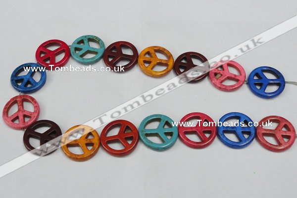 CTU903 15.5 inches 25mm coin dyed turquoise beads wholesale